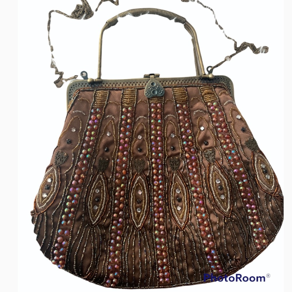 Vintage Beaded Brown Handbag - Picture 1 of 9